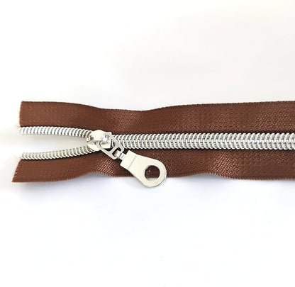 Leekayer #5 Metallic Silver Nylon Coil Zippers by The Yard Bulk 10 Yards Brown - Image 4