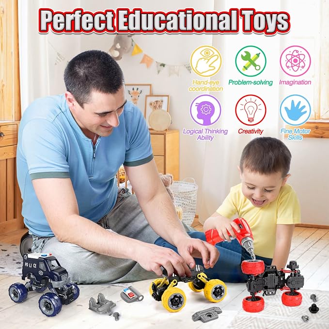 LUDILO Kids Boys Toys Age 4-6 5-7 6-8: 4 PCS DIY Assembly Building City Bus - Image 5