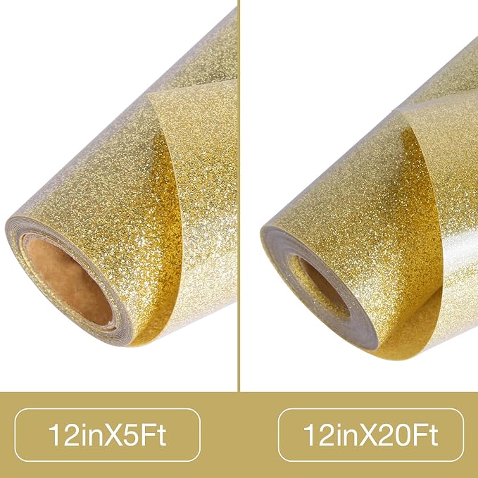 TORC Champagne Glitter HTV Heat Transfer Vinyl Roll 12 inch x 20 ft Sparkly - Image 2