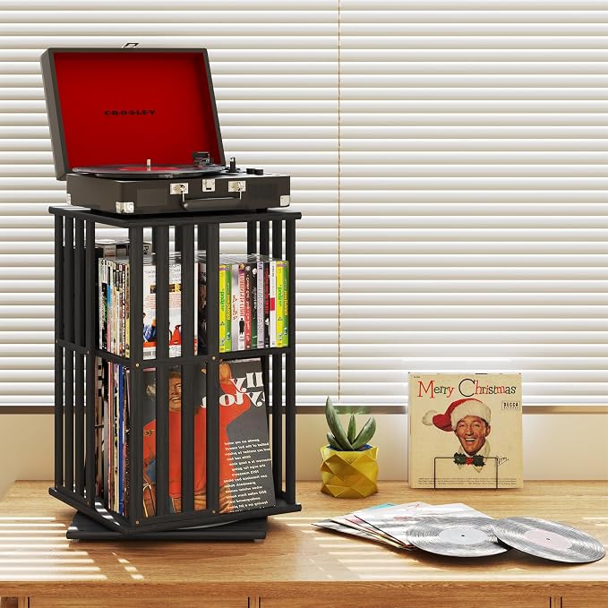 XIMN 360° Rotating Bamboo CD/DVD Shelf - Image 3