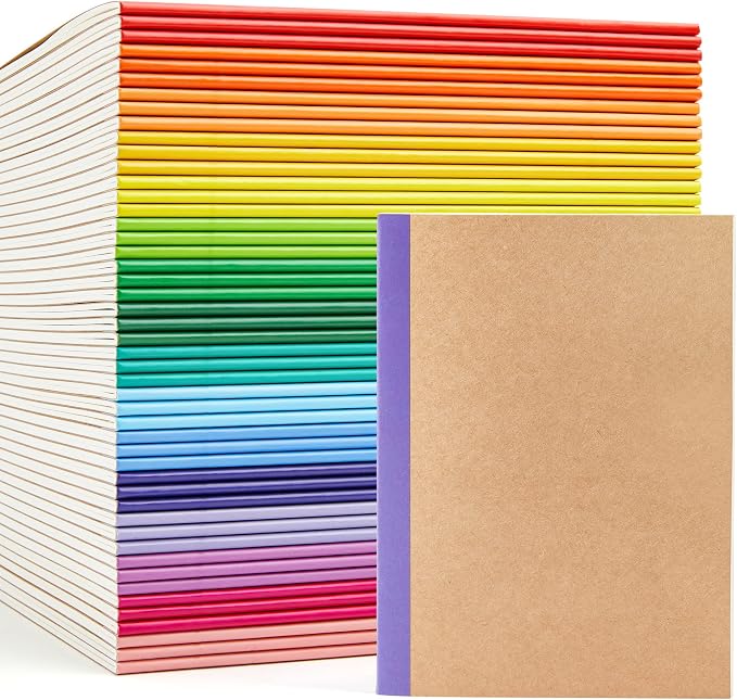 feela 48 Pack Composition Notebooks Bulk, Kraft Cover Lined Blank College Ruled by feela