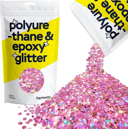 Hemway Glitter for Resin 100g Rose Pink Holographic Metallic Crystals for Epoxy by Hemway