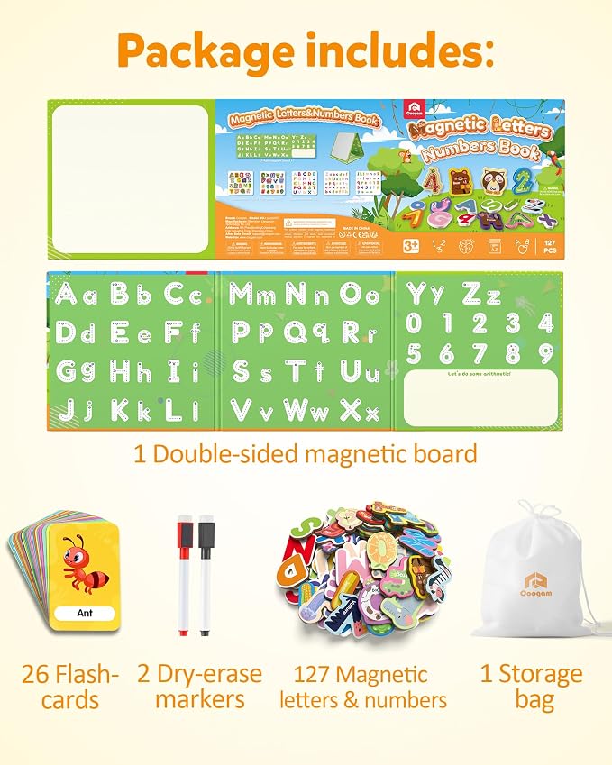 Coogam Magnetic Letters and Numbers, 36 Animal & Fruit Fridge Magnets, - Image 5