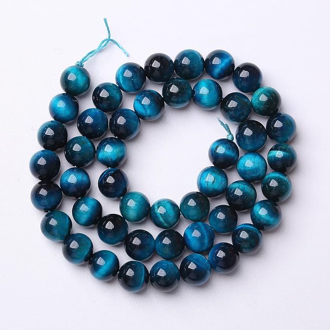 76PCS 10mm Blue Tiger Eye Gemstone Loose Beads Natural Round Loose Stone Beads - Image 5