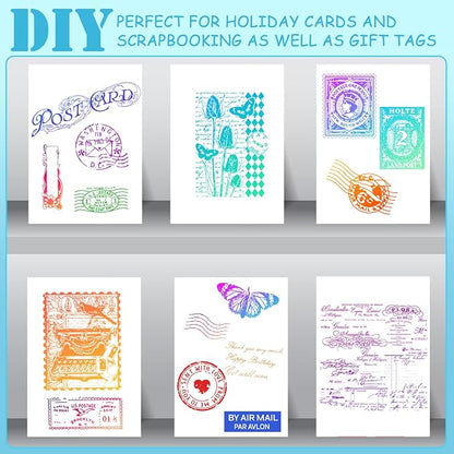Yinder 7 Pcs Vintage Rubber Clear Stamps Set 4 Sheet Transparent Postage - Image 6