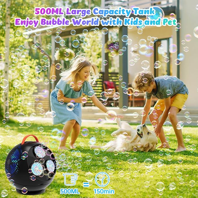 Bubble Machine for Kids Toddlers, 45°/360° Auto Rotatable Spherical Bubble - Image 5