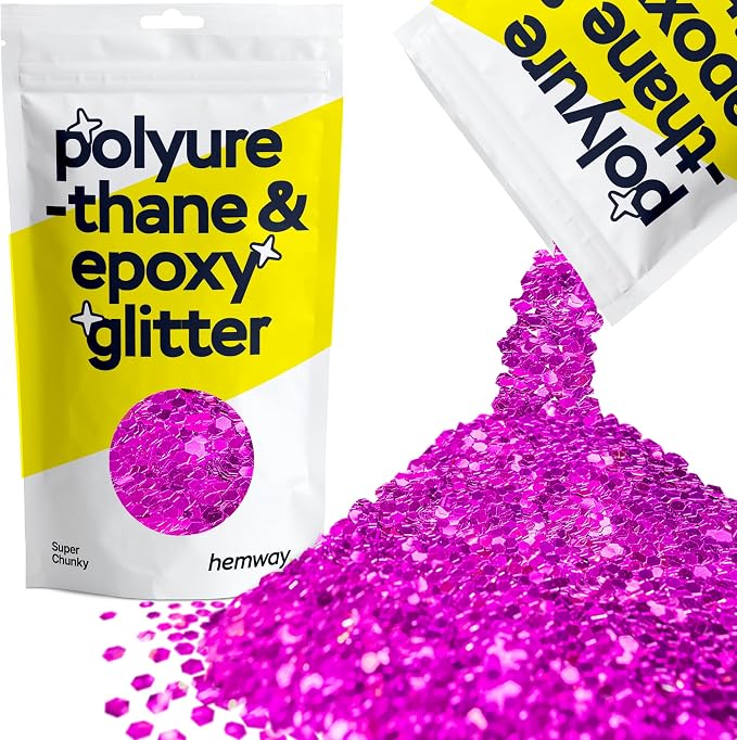 Hemway Glitter for Resin 100g Fuchsia Pink Metallic Crystals for Epoxy Craft by Hemway
