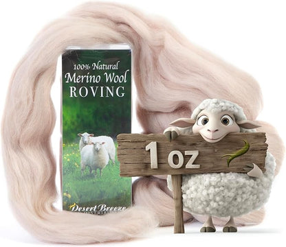 Desert Breeze Distributing 100% Natural Merino Wool Roving by DesertBreezeDistributing