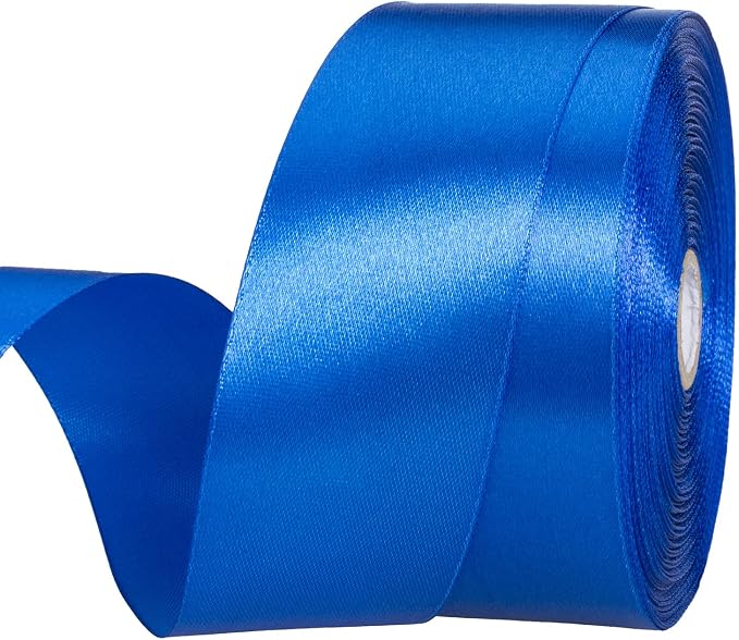 1 1/2 Inch Royal Blue Solid Satin Ribbon, 50 Yards Craft Fabric Ribbon by YASEO