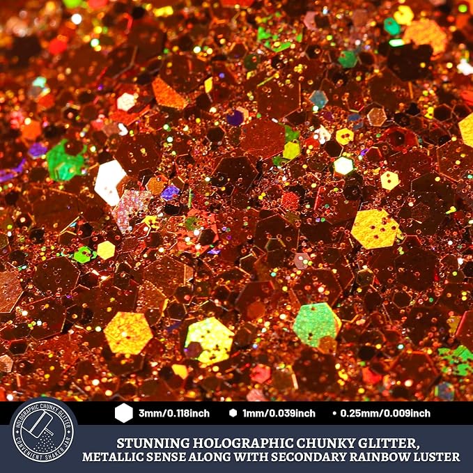 LEOBRO Brown Glitter, 160G/5.64OZ Holographic Chunky Glitter - Image 3