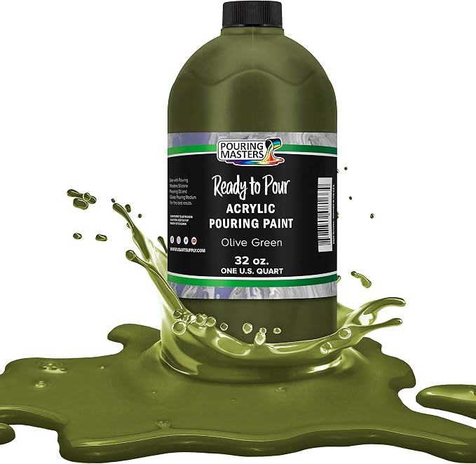 POURING MASTERS Olive Green Acrylic Ready to Pour Pouring Paint by Pouring+Masters