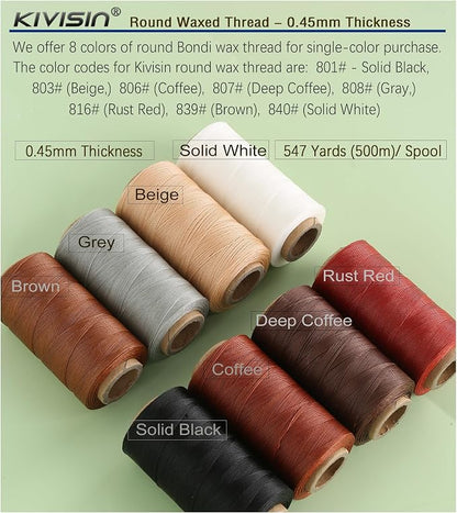 Thin Wax Polyester Thread, 547 Yards, 3 Ply Round Waxed Cord Strings - Image 5