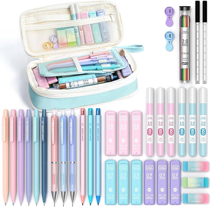 Four Candies 36PCS Aesthetic School Supplies, Mechanical Pencil Set 0.5mm by FourCandies