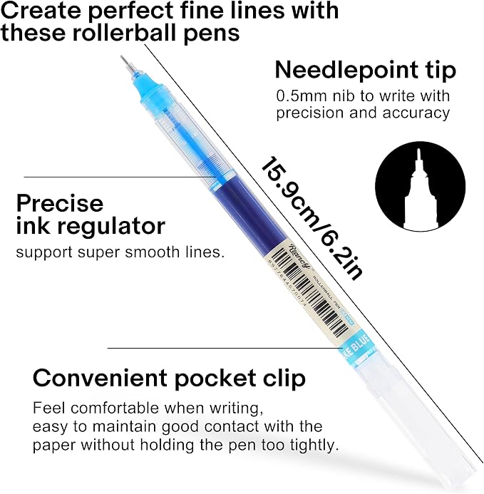 RIANCY Liquid Ink Rollerball Gel Pens, 0.5mm Extra Fine Point Tip, 24ct - Image 2