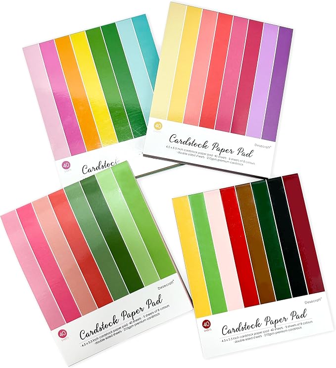 160 sheets Essential Variety Pack Cardstock Paper Pad 4 Pack 32 colors by Desecraft