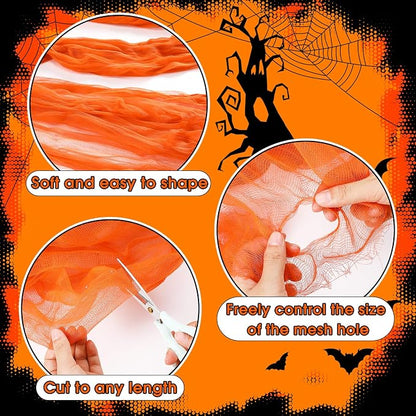 Boao Halloween Cheese cloth 85 x 197 Inch Orange Cheesecloth Roll - Image 3