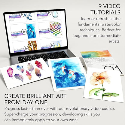CHROMATEK Watercolor Paint Set, 84 Piece Kit, Video Tutorial Course, 48 Tubes - Image 6