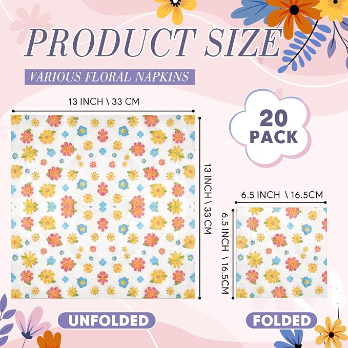 Crtiin 36 Pack 9 Styles Decoupage Napkins Assorted Floral Decorative Decoupage - Image 2