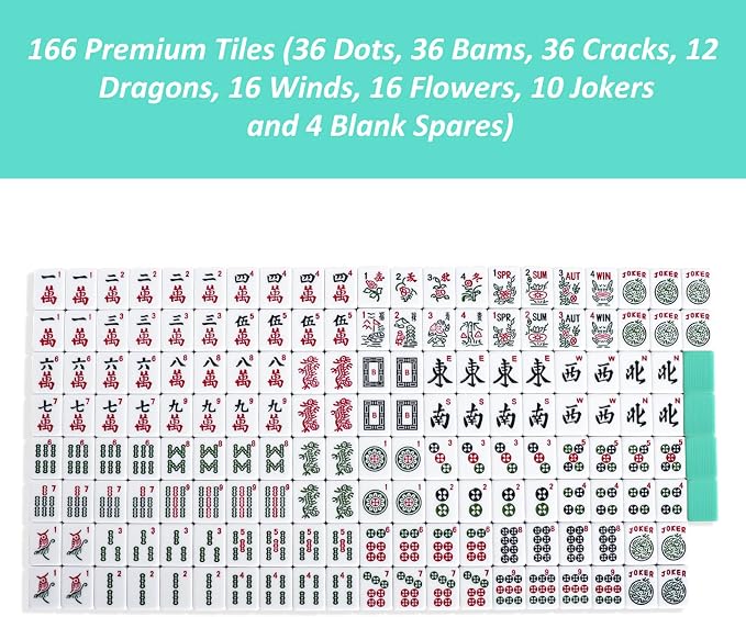 American Mahjong Game Set, 166 Light Green Tiles, 4 All-in-One Color - Image 8