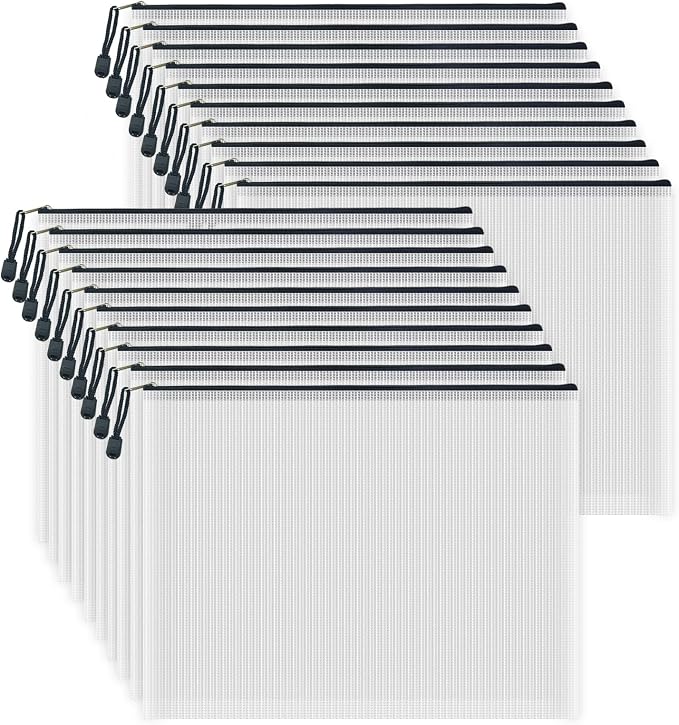 AUSTARK 20 Pcs Zipper File Bags, Plastic Mesh Pouch, Board Game Storage by AUSTARK