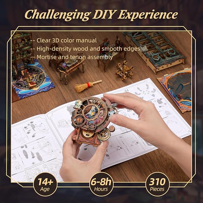 3D Wood Puzzle Book Nook Kit, Fantasy Store Bookshelf Insert - Image 4