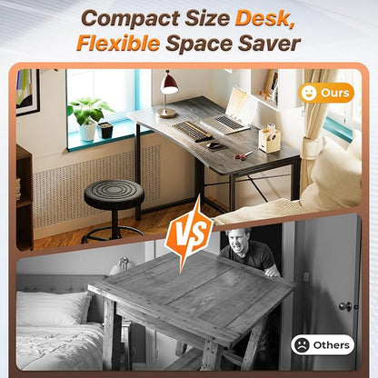 Huuger Folding Desk for Small Spaces, 39.3 Inch Foldable Computer Table - Image 3