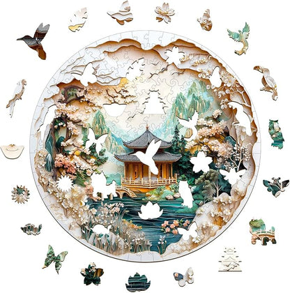 KAAYEE Wooden Puzzles for Adults, 3D Visual Effect Chinese Landscape Painting - Image 2