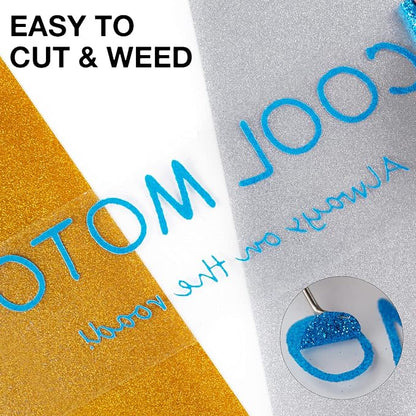 HTVRONT Blue Glitter HTV Heat Transfer Vinyl Rolls - Image 4