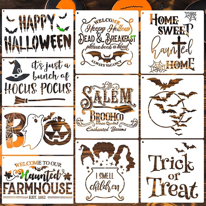 Halloween Stencils for Painting on Wood 12”x8” Large Halloween Stencil Boo by zosylley