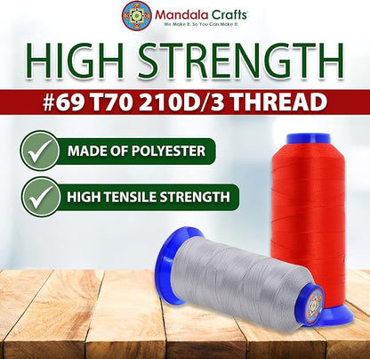 Mandala Crafts Gray Heavy Duty Thread -1500 Yds Tex 70 Thread - Image 4