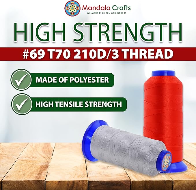 Mandala Crafts Red Heavy Duty Thread -1500 Yds Tex 70 Thread - Image 4
