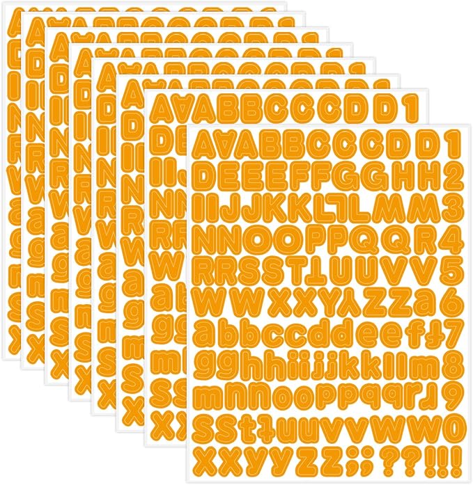 Letter Stickers, 1/2 inch 10 Sheets Orange Alphabet Sticker, Self Adhesive by Starboling