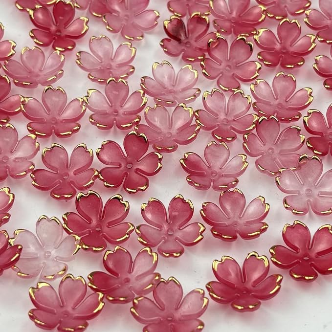 100pcs Acrylic Flower Beads, 19mm Cherry Blossom Plastic Gradient Flower Spacer by Unknown