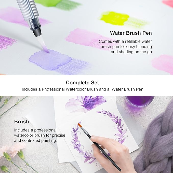 KALOUR Watercolor Pencils with Brush, 36 Colors, Blendable Wet or Dry - Image 5
