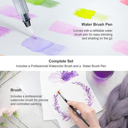 KALOUR Watercolor Pencils with Brush, 36 Colors, Blendable Wet or Dry - Image 5