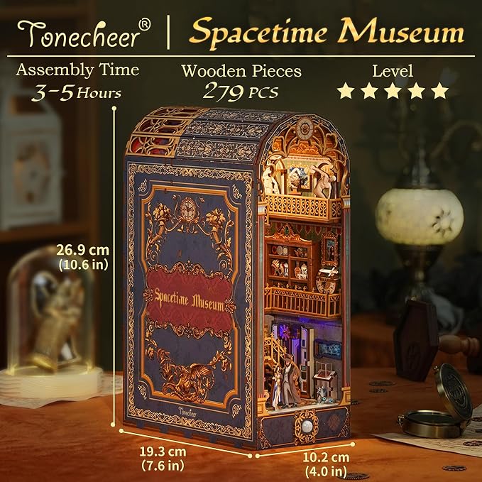 Tonecheer DIY Book Nook Kit for Adults, 3D Wooden Puzzle Bookend Miniature - Image 2