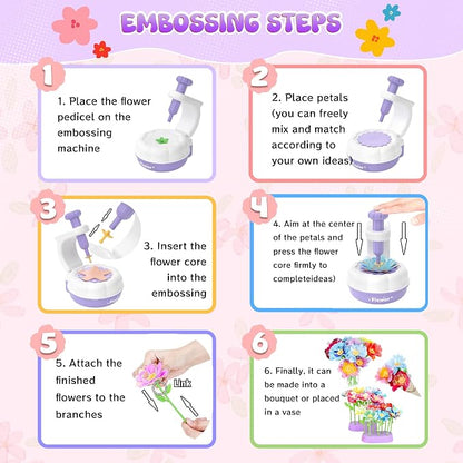GirlsHome 300+PCS Fabric Flower Bouquets Toys, DIY Flower Crafts Kits - Image 4