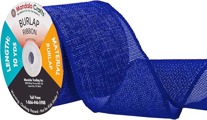 Mandala Crafts Royal Blue Burlap Ribbon 3 Inches Wide Jute Ribbons by MandalaCrafts