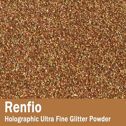 Renfio Holographic Ultra Fine Glitter Powder Metallic Resin Glitter 2.11 Oz PET - Image 2