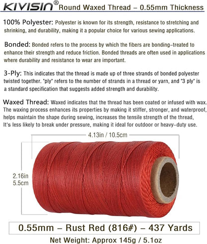 Sturdy Bonded Waxed Polyester Thread, 437 Yards Wax String Cord - Image 2