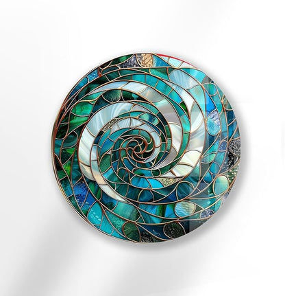 My Photostation.com 20'' Diameter Aqua Spiral Harmony Round Glass Wall Art - Image 5