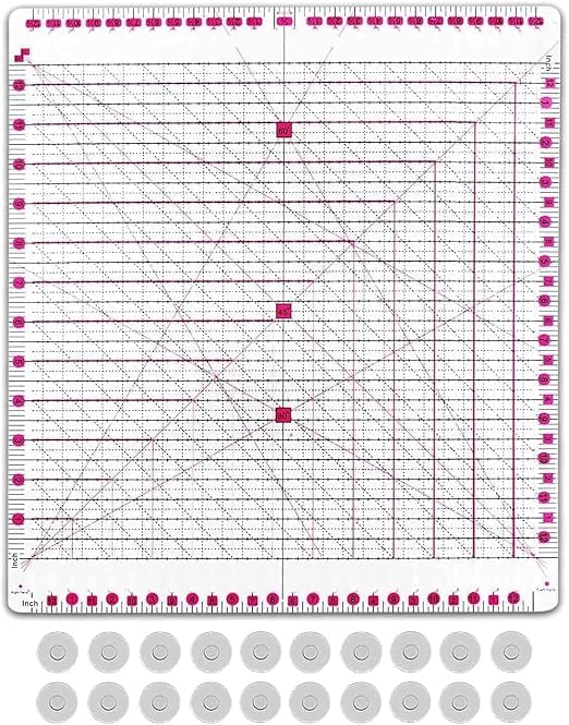 12.5 * 12.5" Quilting Ruler, Square Sewing Ruler, Durable 4mm Thick Slotted - Image 2