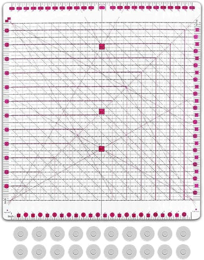 12.5 * 12.5" Quilting Ruler, Square Sewing Ruler, Durable 4mm Thick Slotted - Image 2