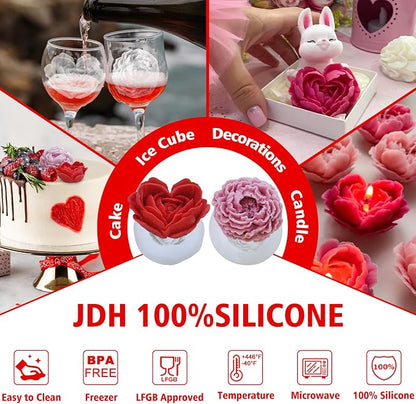 3D Flower Silicone Soap Mold 2 pcs Rose Flower Molds Peony Candle Mold - Image 4
