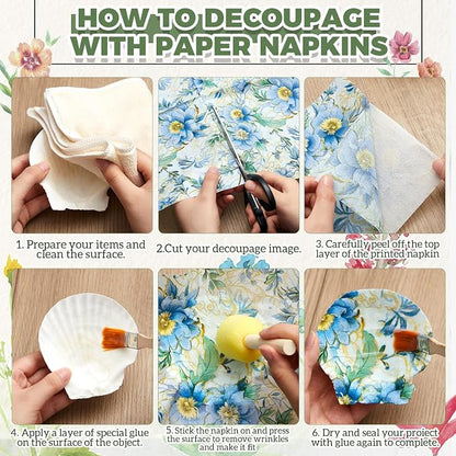 Crtiin 36 Pack 9 Styles Decoupage Napkins Assorted Floral Decorative Decoupage - Image 4