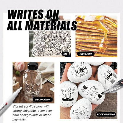White, Permanent Acrylic Ink for Rock, Pens for DIY Crafts, Art & Fine Detailing - Image 4