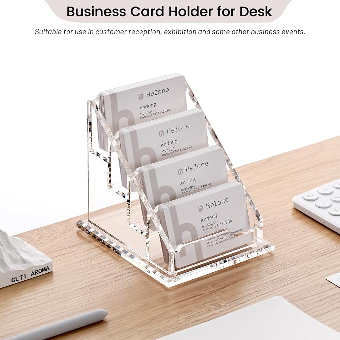 Acrylic Card Holder Clear Horizontal Business Card Organizer Stand - Image 8
