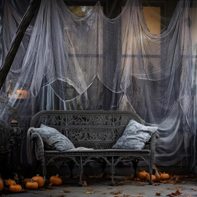 Boao Halloween Cheese cloth 70.87 x 196.85 Inch Gray Cheesecloth Roll - Image 5