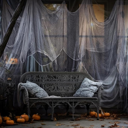 Boao Halloween Cheese cloth 70.87 x 196.85 Inch Gray Cheesecloth Roll - Image 5