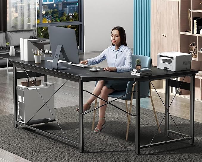 Coleshome 66" L Shaped Gaming Desk, Corner Computer Desk, Sturdy Home Office - Image 5